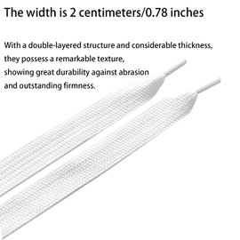 CHZM501 2 Pairs 2CM Fat Wide Jumbo Thick Flat ShoeLaces Campus,Athletic Shoelaces,Sneaker ShoeLaces (White, 39.37 IN)
