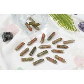 YATOJUZI 10PCS Unakite Natural Healing Crystals Stones Sets Tumbled Polished Pocket Gemstones Bulk Point Hexagonal Wands Reiki Energy Balancing Chakra Meditation Therapy Gift for Women Men