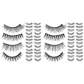 Baluue 40pairs Natural Look Curly False Eyelashes Handmade Lash Strips for Daily Use Parties Events Flexible Comfortable Easy to Apply Makeup Supplies