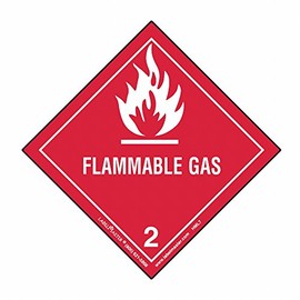 Labelmaster HML7C Flammable Gas Worded Label, Paper, Hazmat, 4" x 4" (Pack of 100)