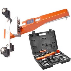 Happybuy Pipe Tube Bender, 1/4"-7/8" O.D. Ratcheting Bender, 90° Forward/Reverse, 7 Dies, Pipe Cutter for HVAC, Air Conditioning, Refrigerator Repair