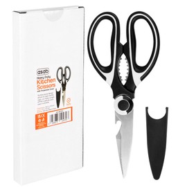 ASAB Heavy Duty Kitchen Scissors with Protective Cover Multipurpose Food Scissors for Kitchen Stainless Steel Meat Chicken Scissors Scale Scraper Nut Cracker Bottle Opener Sharp Fish Cutting Scissors