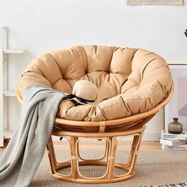 Bettschlange Papasan Hanging Chair Cushion, Reading Chair Round, Garden Chair Seat Cushion, Papasan Hanging Chair Cushion (Chairs Not Included), Khaki, 60 x 60 cm