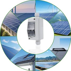 Jadeshay Circuit Breaker,DC 12V-400V/AC 90-400V 1 String Solar Combiner Box 1 in 1 out PV DC Isolation Switch Outdoor Waterproof with 40A Circuit Breaker Switch for Solar Panel System