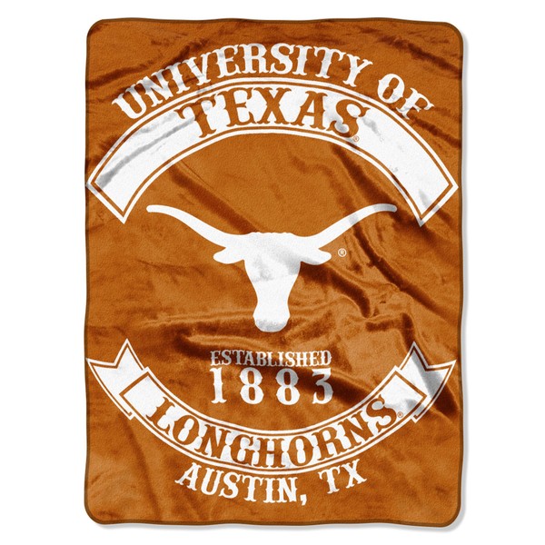 Northwest NCAA Texas Longhorns Unisex-Adult Raschel Throw Blanket, 60" x 80", Rebel