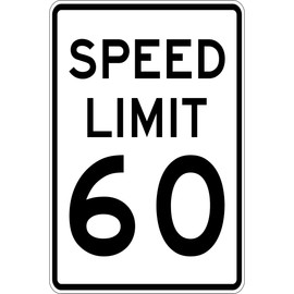 Speed Limit 60 MPH Sign,Warning Traffic Road Street Metal Tin Sign,Weather/Fade Resistant Rust Free Tin Sign for Indoor/Outdoor Use 12"x8"