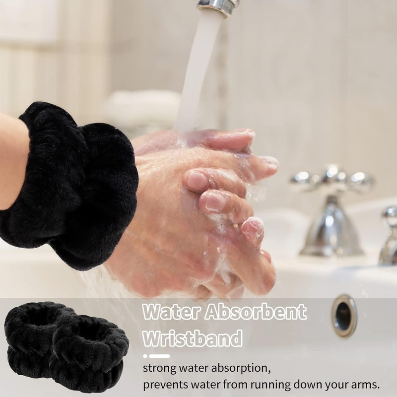 6 Pcs Spa Headband and Wristband Set, Multicolour Microfiber Fleece