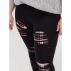 Torrid Premium Leggings Slashed Merry Plaid Underlay Black 2 2x
