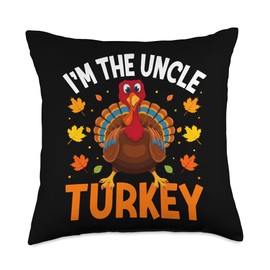 Matching Family Thanksgiving Turkey Costume Turkey Funny Family Thanksgiving Uncle Throw Pillow, 18x18, Multicolor