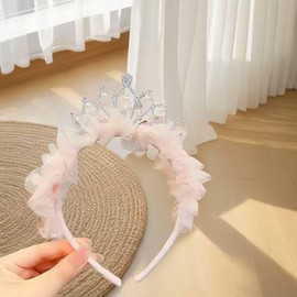 YNOBUN, Children's Princess Style Retro Crown Hair Accessories Girls Birthday Photography Headband Baby Hair Clip Lace Pattern Headband -pk