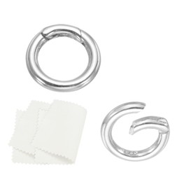 PATIKIL 11.6mm 925 Sterling Silver Spring Gate Rings, 2Pcs Round Spring Clasps Necklace Enhancer Shortener Closures Connector for Jewelry Making Necklaces DIY, Silver Tone