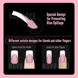 NOVO OVO Medium Slightly Curved White French Tip Nail Tips, Berry Pink Full Cover for Press-on Acrylic, Extra Thick Soft Gel False Nails, Builder Gel x 15 Sizes, 240 Pieces