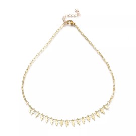 Unbranded Pendant Necklace Paperclip Stainless Steel Lobster Cross 18K Gold 16" Z530