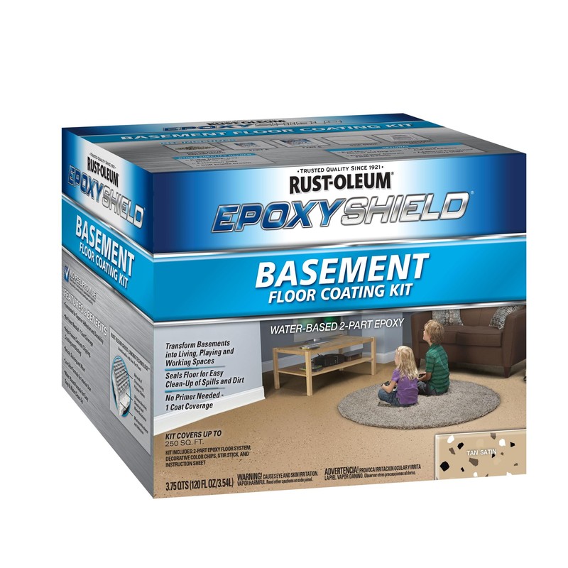Rust-Oleum 391281 EpoxyShield Basement Floor Coating Kit, Gallon, Tan Satin