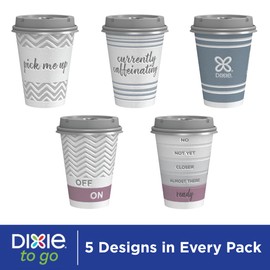 Dixie To Go Medium Paper Coffee Cups With Lids, 12 Oz, 14 Count, Disposable Cups For On-The-Go Hot Beverages | Dixie
