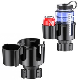 ALIMOTA Portavasos para Auto, Soporte de Taza Expandible con Base Ajustable y Antideslizante, Porta Vasos Automovil para Botellas Grandes, Termos con Asa y Celulares, Accesorios Interior Coche
