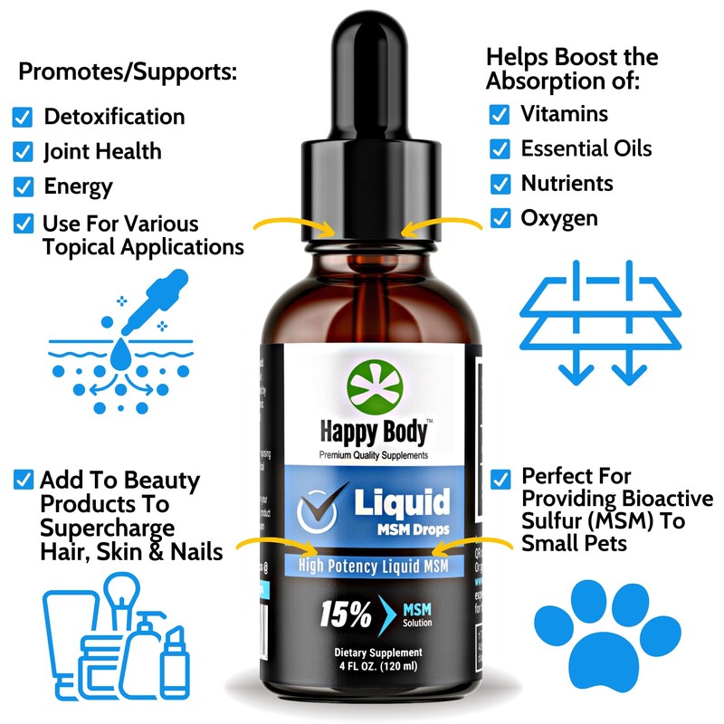 HAPPY BODY Liquid MSM Drops The Highest MSM Content in