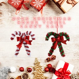 Greenbrier International GT Christmas House Tinsel Candy Cane Hanging Ornament, 7 Inches, Arts Material, Decoration Supplies for Christmas Thanksgiving New Year Wall Decors Holidays, Pack of 2