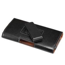DFV mobile - Executive Magnetic Leather Case Belt Clip Rotary 360 for LG Q60 (2019) - Black
