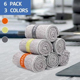 Eunzel 6 Pack Microfiber Gym Towel,Quick Dry Sweat Towel Silver Ion Absorbent Towels for Workout, Sports, Camping, Travel, Exercise& Fitness 31.5"x15.7", Grey