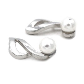 cocojewelry Musical Music 8th Note Faux Pearl Stud Post Earrings Gift for Musicians (White)