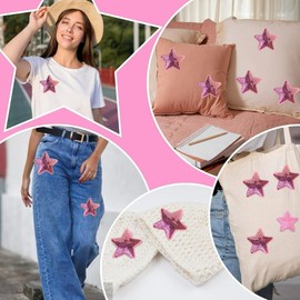 10 parches para planchar con estrellas de lentejuelas de 3 pulgadas, parches de estrellas con purpurina, bordado para planchar en estrellas para manualidades, parches para coser, sombreros, ropa,
