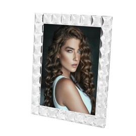 Luxury Crystal Picture Photo Frame,Grid Diamond Craft,Crystal Wedding Frame of Keepsake Photo Frames, Tabletop Display Decor Frame, Clear with Gift Box (8" x 10")