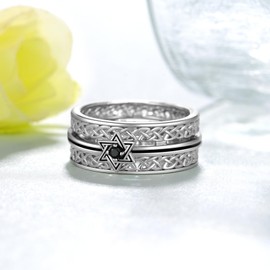 Star of David Ring 925 Sterling Silver Jewish Star Spinner Ring Jewish Jewelry for Men Women (Size: 10)