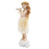 Flower Fairy Playing Flute Figurine Elegant Angel Statue Resin Desk