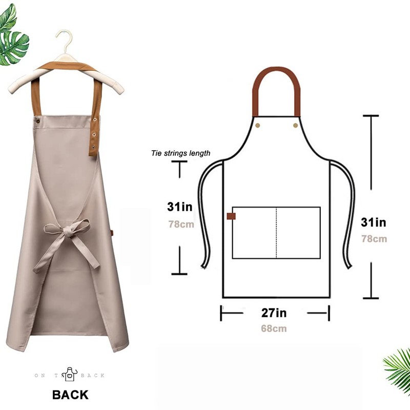 Kitchen Bib Apron with Pockets, Women Men Adjustable Neck Strap