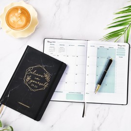 Teacher's Calendar 2024 2025 - A5+ Teacher's Calendar, Teacher's Calendar 2024 2025 A5 for School Planner 2024 2025 from August 2024 to July 2025, Back Pocket, Hradcover - Black Marble