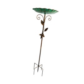 Generic Bird Bath for Outdoor Metal Bird Bath Bowl Ornament Decorative Bird Feeder with 5 Prongs Base Stake for Yard Decoration