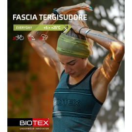 BIOTEX Fascia Tergisudore Unisex per Ciclismo e Running, Ideale per qualsiasi Sport, Intimo Tecnico Sportivo, Lime