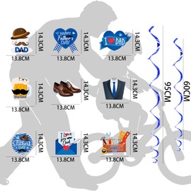 9Pcs Fathers Day Decorations Hanging Swirl,I Love You Dad,Super Dad, Best Dad Themed Hanging Ceiling Swirls Funny Father's Day Buntings Photo Booth Props for Fathers Day Party Favors Supplies