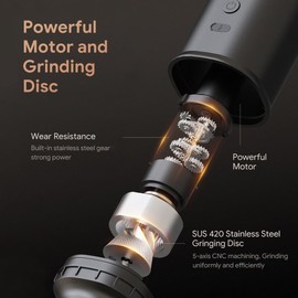 Cornesty Electric Burr Coffee Grinder with Coffee Filter 25 Gears Adjustable 24W Portable Coffee Maker USB Rechargeable Burr Mill Coffee Bean Grinder for Espresso French Press Drip Coffee Black