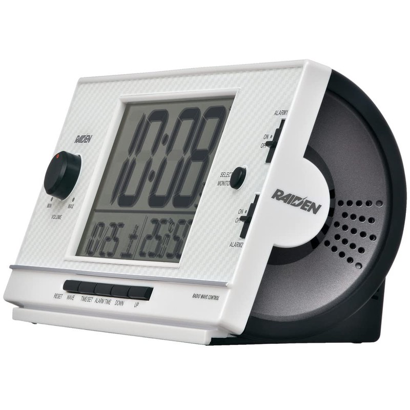 Seiko Clock NR539W Alarm Clock, Radio Wave, Digital, Loud Volume,