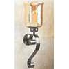GLOBEDECOR Decorative Wall Sconce, Black Metal Scroll Design, Gold Glass