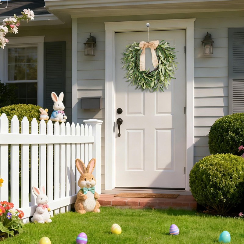 Olive Wreath for Front Door, 19'' Real Touch Door Wreath
