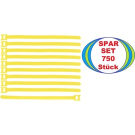 750 x Velcro Cable Ties 300 x 28 mm Yellow - Velcro Cable Ties Cable Velcro Tape - Resealable/Reusable (750, 300 x 28 mm Yellow)