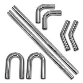 8SC82 3 Inch DIY Custom Mandrel Exhaust Pipe Tube Pipe, 48 Straight 3'' OD & Bend Pipe(45/90/180 Degree) Kit,Industrial Pipes, T304 Stainless Steel, Universal Fit - 8PCS, Silver