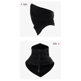 Unbranded Winter Fleece Neck Gaiter Ski Tube Scarf for Cold Weather Neck Warmer Face Cover - Black, 36*30cm -with drawstring