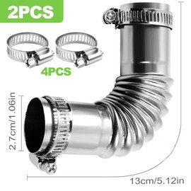 CeroDimo 2 Pack 24mm Stainless Steel Diesel Heater Exhaust Pipe with Elbow Connector and 4 Clamps for Air Parking Heater - Flexible Extension for Diesel Boat Heater Accessories