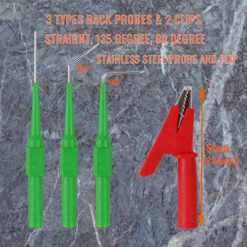 22PCS Back Probe Kit with Wire Piercing Probes, Banana Plug