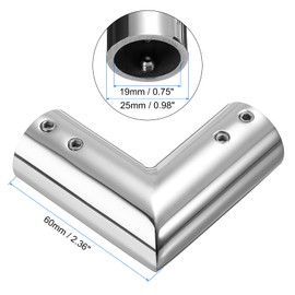 QUARKZMAN Pack of 2 Adjustable Curtain Rods Corner Connectors 19 mm Inner Diameter 304 Stainless Steel Window Hinge Elbow 90 Degree Connector with Hex Key Venetian Blind Silver