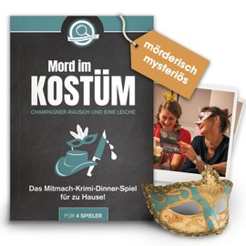 Mitmach-Krimi - Murder in Costume - Champagne Rush and a Corpse - Crime Dinner Game for Home for 4 People - Crime Dinner for Adults - Dinner Party - Exciting Crime Game - Fun Guaranteed