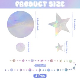 YAANBUNB Pack of 4 Paper Garlands Glitter Paper Garlands Round Decorative Stars Garland 5 cm x 4 m Paper Garland Circles Hanging Paper Garland Glitter Round Circle Banner for Birthday Wedding Party