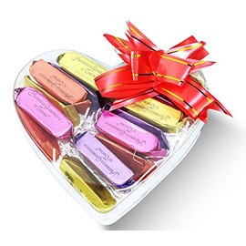 Dulcefina, Valentine Italian Gianduia Clear Heart Box w/Bow (5 oz) (5 Pcs)