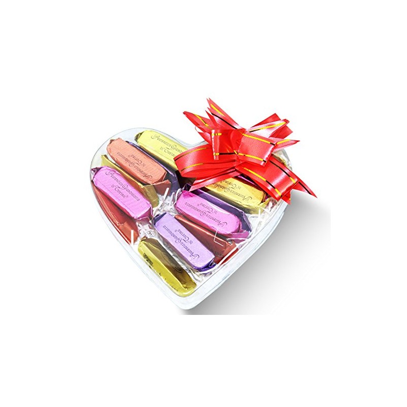 Dulcefina, Valentine Italian Gianduia Clear Heart Box w/Bow (5 oz)