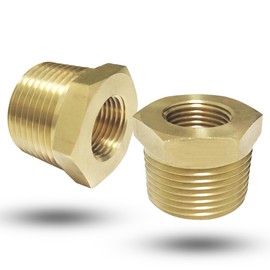 Brass 3/4" NPT Male to 3/8" Female Reducer Bushing, Brass Pipe Hex Bushing NPT Male to Female Pipe Fitting Adapter for Reduce Pipe (3/4”mnpt-3/8”fnpt)