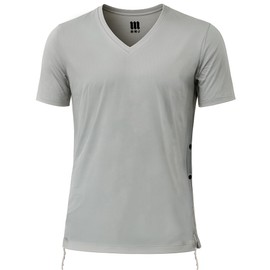 Men’s Dry Fit Tzitzit T-Shirt V Neck– Thin Tzitzit Strings Grey L